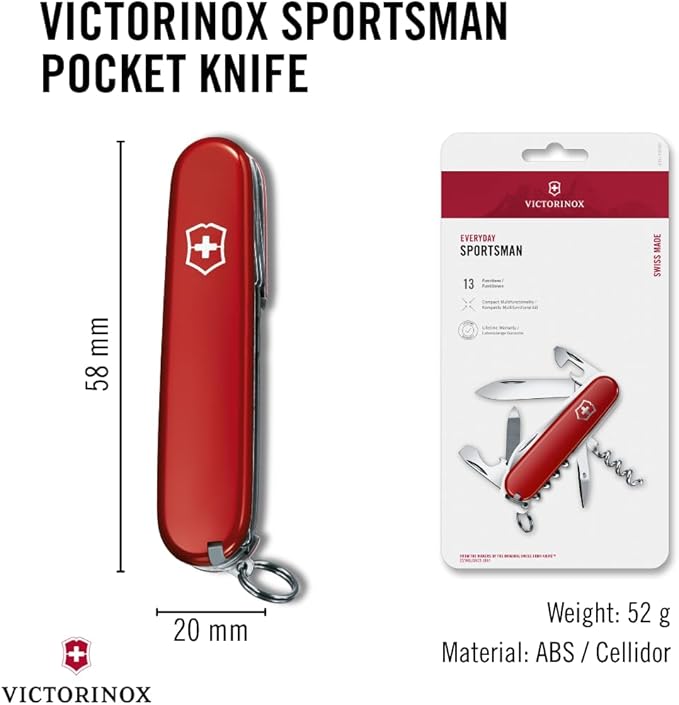 Victorinox Sportsman 13 Function Swiss Army Pocketknife Red