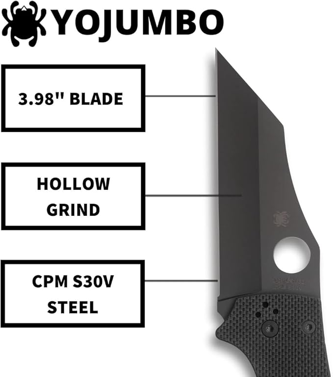 Spyderco YoJumbo Specialty Knife with Black Wharncliffe Blade and Black Coarse-Textured G-10 Handle - PlainEdge - C253GPBBK