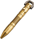 MecArmy TPX8 Mini Bolt Action Tactical Pen Keychain Tactical Pen with 1 D Key Ring for Daily Carry Small EDC Pen with Anti-Slip Grip Replaceable Refill for Work Travel Ideal Gift (Brass)
