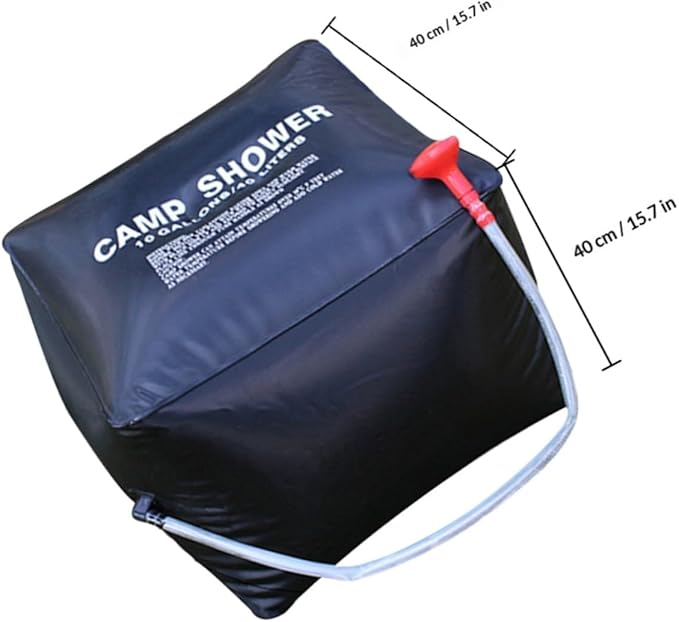1Set Portable Solar Shower Bag Camping Heated Shower Bag with Nozzle for Hiking Fishing and Outdoor Activities Convenient Outdoor Bathing Capacity
