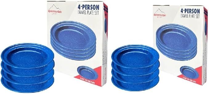 Enamelware for Camping and Backpacking - Cookware Gear Essentials for Camping and Backpacking (Made by Caddis Sports Inc.) (10 Inch Plate (8 Pack))