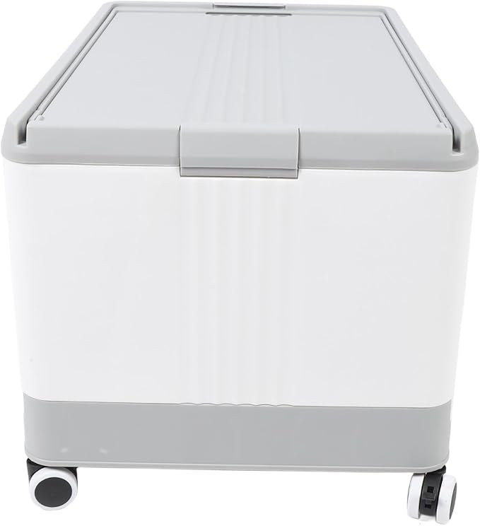 Foldable Storage Bin with Lid Wheels Stackable Rolling Utility Storage Container with Handle Clothes Books Snack Shoe Grocery Collapsible Bins with Lids (L (71x50cm/28x19.7in))