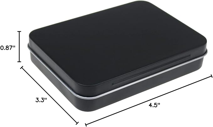 Rectangular Black Metal Tins with Lids Bundle 4.5 x 3.3 x 0.9 inch