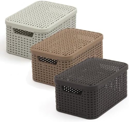 Curver Style 205839 Storage Box Rattan Look Size S with Second-Generation Lid Polypropylene