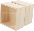 2pcs Acrylic Storage Box Sliding Lid Decorative Trinket Box Visible Wood Craft Storage Unfinished Wooden Jewelry Holder