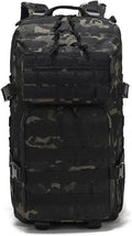 35L Military Tactical Backpack Army 3 Day Assault Pack Molle Bag Backpacks Rucksack For Hiking Fishing (Black CP)