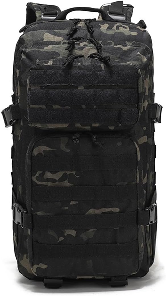 35L Military Tactical Backpack Army 3 Day Assault Pack Molle Bag Backpacks Rucksack For Hiking Fishing (Black CP)