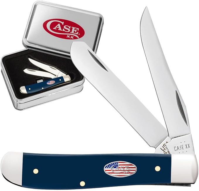 Case XX WR Pocket Knife Mini Trapper Navy Blue Synthetic Item #10856 (4207 SS) Length Close: 3 1/2 inches