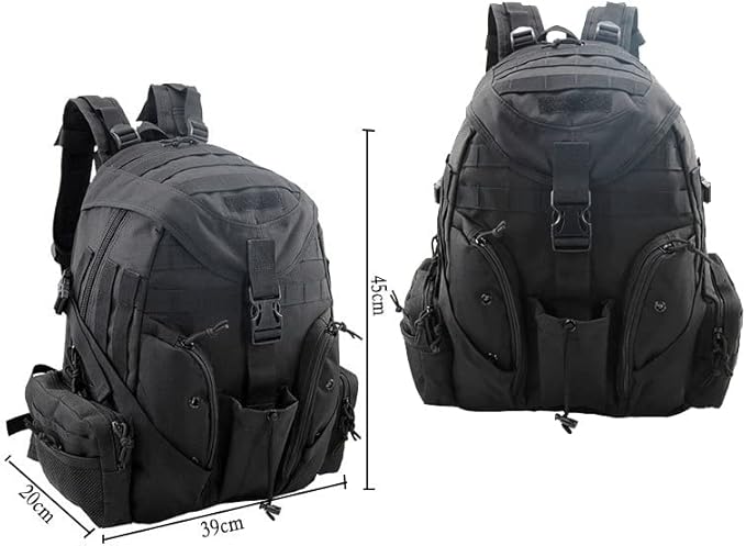 Outdoor Sports Pack Hiking Bag Tactical Rucksack Camo Knapsack Combat Camouflage Tactical Molle Backpack - Black