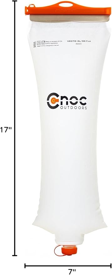 Vecto Water Collection and Filtration Bag (2L 3L) - 28mm Neck Compatible with Popular Filters - Wide Opening for Easy Water Collection - Lightweight Compact Durable Tethered Cap and Slider