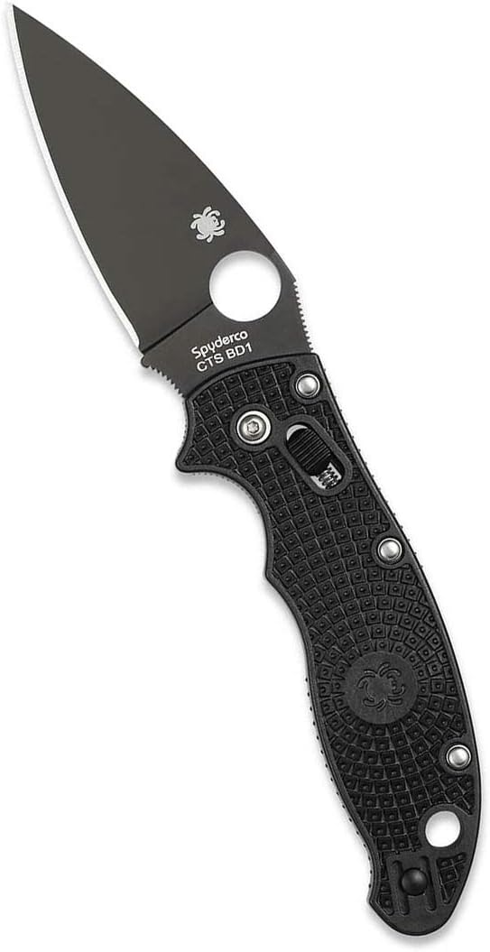 Spyderco Manix 2 Lightweight Folding Pocket Knife with 3.3 CTS BD1N Steel Blade and FRCP Handle - EDC Knife for Men and Women Perfect for Hunting Tactical Camping - PlainEdge - C101PBBK2