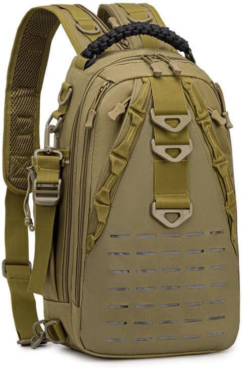 Outdoor Sports Pack Hiking Bag Rucksack Knapsack Combat Camouflage Tactical Backpack- Tan Medium