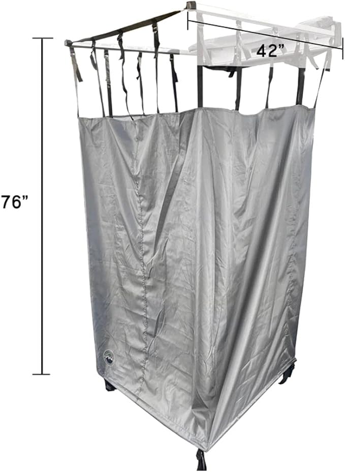 Overland Vehicle Systems HD Nomadic Car Side Shower Room with Black 1000G PVC Travel Cover Universal L - Brackets Dark Grey Body with Silver Inner Lining
