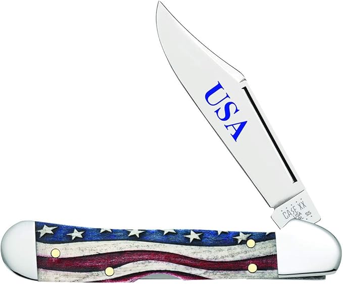 Case WR XX Pocket Knife Patriotic Smooth Natural Bone Mini Copperlock Item #64141 - (61749L SS) - Length Closed: 3 5/8 Inches