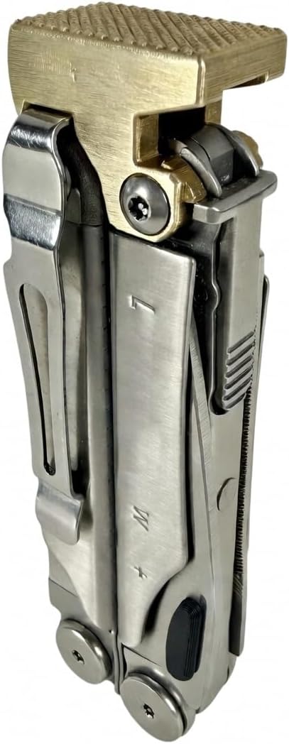 Wave and Wave +MultiTool BRASS Hammer Head Mod CNC Made LockingCampingHiking EDC Upgrade TacticalMilitaryLaw EnforcementSurvivalLeather