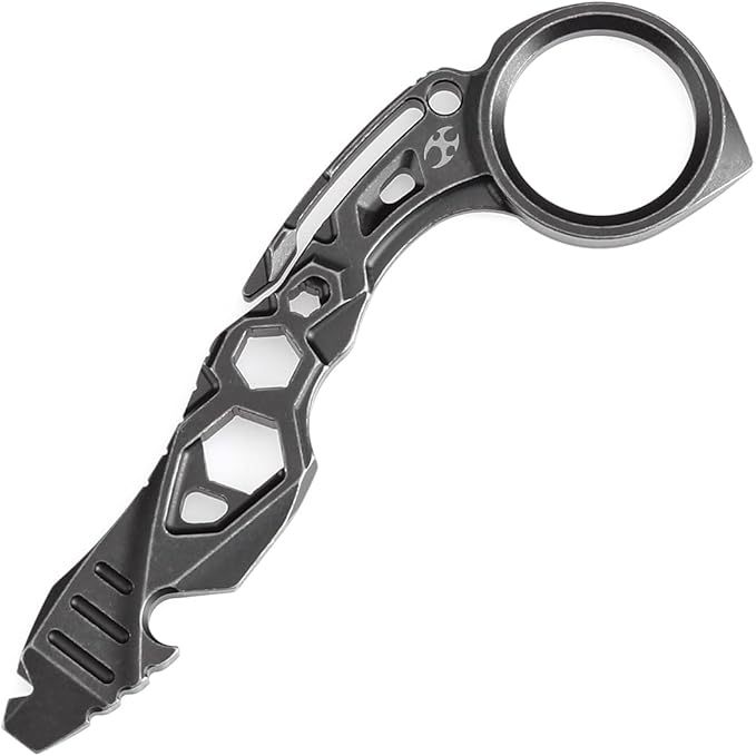 KANSEPT PryMate Blackwash Titanium Pry Bar Multitool with Glass Breaker Bottle Opener Hex Bit Pocket Cilp or Keychain for Your Versatile Companion for Everyday Carry and Camping Accessories G008A2