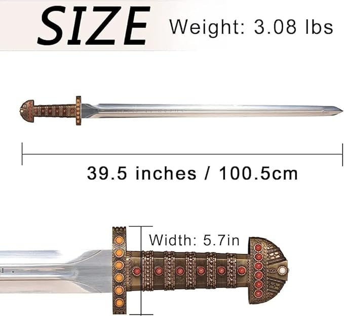 40 Inch Viking Sword of Ragnar Lothbrok - Viking Sword of Kings Ragnar Sword - Viking Sword Real Functional Sword - Real Viking Sword Viking Sword Real Weapon Handmade Valentine Gifts Tools
