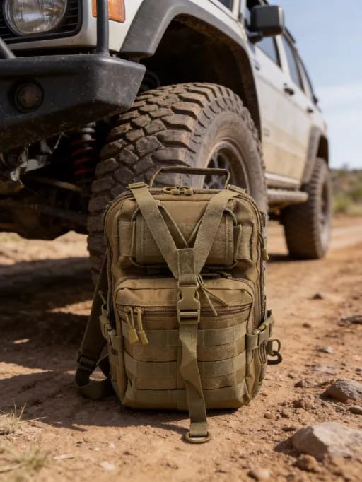 SMONT Coyote Brown Tactical Sling Bag - MOLLE Compatible Daypack Small Durable Backpack for Hiking Commute Work/EDC - Assault Range Bag Crossbody Chest Pack Single Shoulder Pack in Coyote