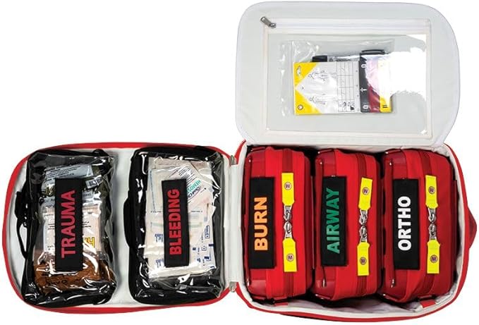 MERET V.E.R.S.A.™ PRO X EMS Backpack (Red) – Modular ALS BLS Trauma Bag with Durable Material Laser Cut MOLLE Padded Harness System