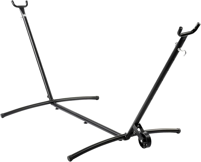ONCLOUD Upgraded Reinforced 9 FT Hammock Stand Only Easy to Remove w/Wheel Heavy Duty Hammock Stand with Carrying Case Universal Hammock Stand for Outsides Yard (Black w/Wheel)