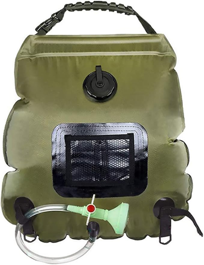 Solar Shower Bag 20L Foldable Lightweight Portable Solar Heating Bag with On/Off Switch Shower Header for Outdoor Travel Swimming Beach Hiking Cycling