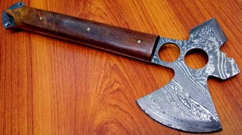 Axe Damascus Steel 14 Rose Wood Handle Axe/Hand Forged Woodsman Axe