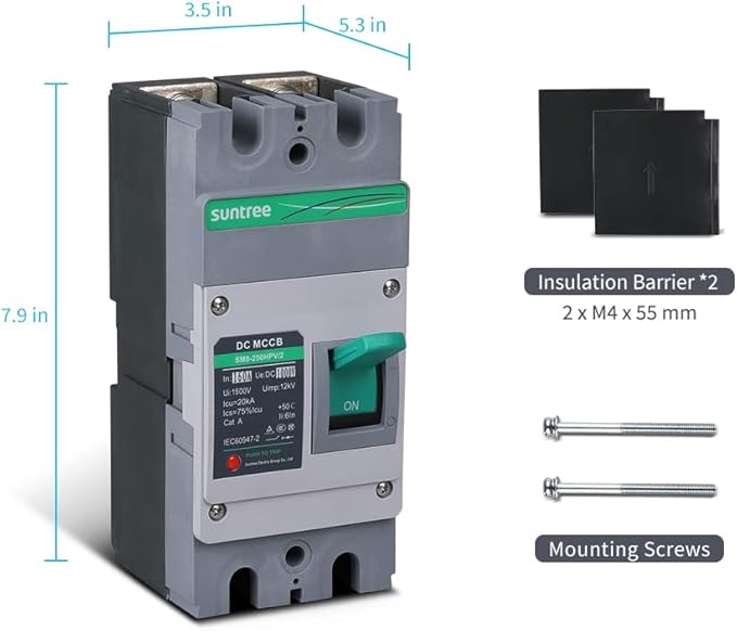 Renogy Suntree 160 Amp 2-Pole DC Circuit Breaker for Off-Grid Solar System Molded Case