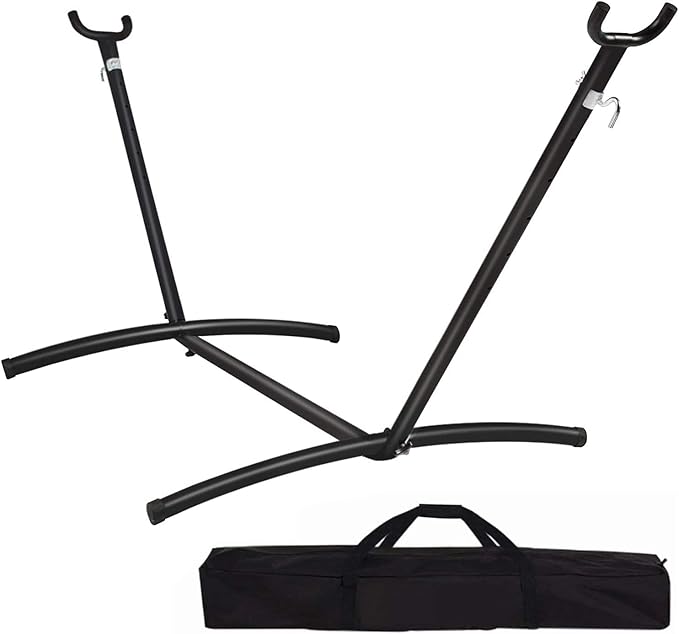 Double Hammock with Space Saving Steel Stand 400 lb Capacity Portable Hammock Frame Stand Heavy Duty for 9 to 13Feet Hammocks Carry Bag Included