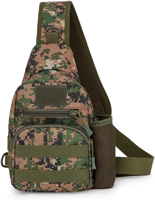 Sling Crossbody Backpack with Water Bottle Holder Chest Shoulder Backpack Sports Bag Leisure Waterproof Oxford Cloth Water Bottle Cell Phone Bag for Outdoor Travel 09