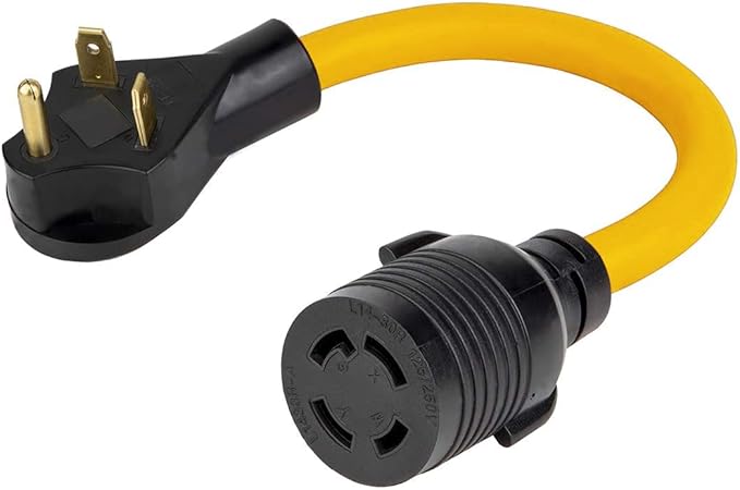 GenInterlock Generator Adapter Cord TT-30P Male to L14-30R Female 30 Amp 3 Prong to 4 Prong Generator Plug Adapter RV Generator Plug to Home Power Inlet