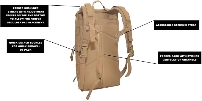 Tactical Backpack Range Bag Hydration Water Bladder Outlet Magazine Pouches 5 Compartment for Range Bag Bug Out Hiking (Beige)