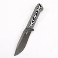 BUIPOS BD06 Fixed Blade Knife DC53 Stone Wash Steel Blade Two-color G10 Handle Full Edge Knife for Outdoor Camping Trekking Hunting Fishing (White Black) (Black handle and black blade)