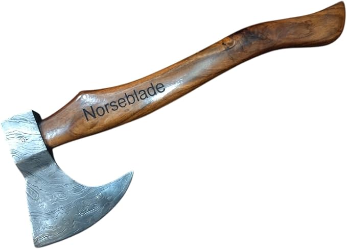 Norseblade | custom handmade Viking medieval Axe with Viking giftHand AxeViking Gifts for MenCamping TomahawkBeardedValhalla Axe with Leather Sheath demascuss