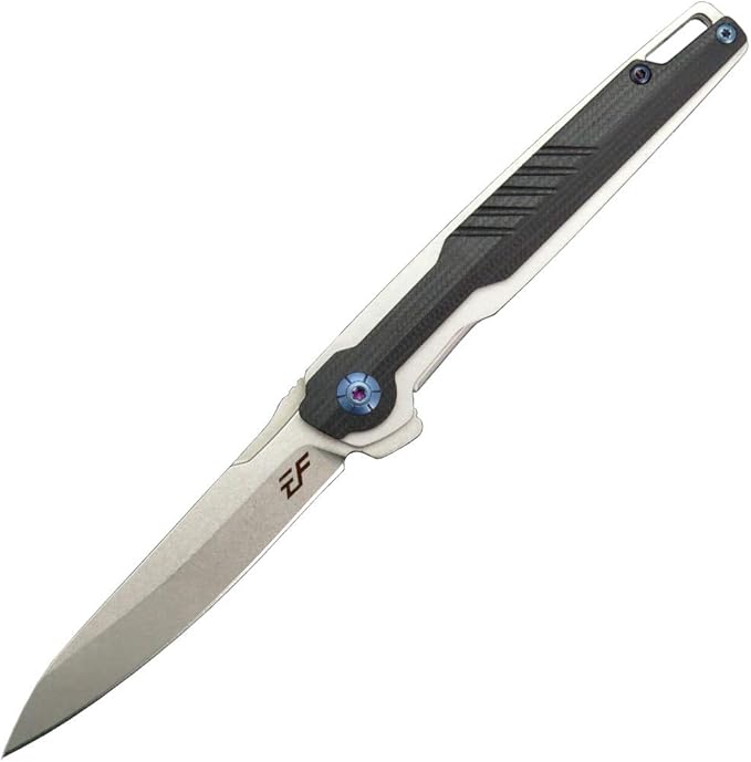 Eafengrow EF942 EDC Folding Knife D2 Steel Blade Titanium Plating &amp G10 HandlePocket Clip with Frame Lock EDC Pocket Knife for Camping Hiking Survival Outdoor(Black)