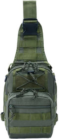 Tactical Sling Bag Pack Military Rover Shoulder Sling Backpack EDC Molle Assault Range Bag (Military Green)