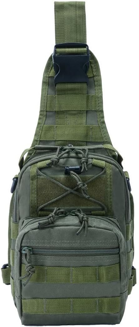 Tactical Sling Bag Pack Military Rover Shoulder Sling Backpack EDC Molle Assault Range Bag (Military Green)