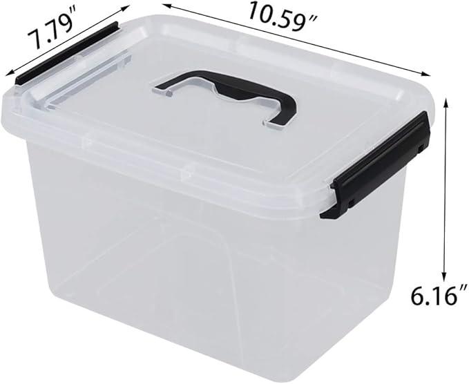 Farmoon 6 Quart Clear Lidded Storage Bin Small Plastic Container Box with Handle 6 Packs R