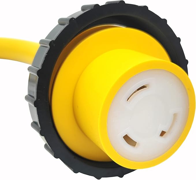 Parkworld 691968 Shore Power Adapter Cord Household 15A Male 5-15P to L5-30R RV/Camper/Marine 30A Female with Locking Ring (25FT)