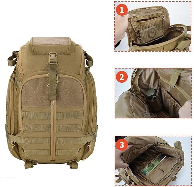 Tactical Backpack Military Molle Hiking 36-55L Outdoor Multifunctional Men's Mountaineering Army Green