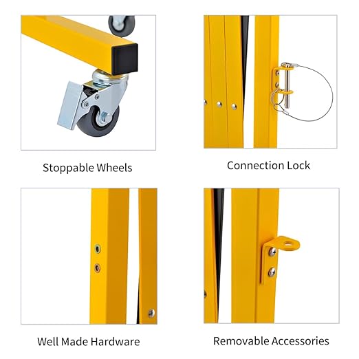 GYMTIME Easily Assembled Expandable Metal Barricade 8 Feet Portable Safety Barrier with Casters Flexible Fence Mobile Barrier Gate Adjustable Traffic Fence