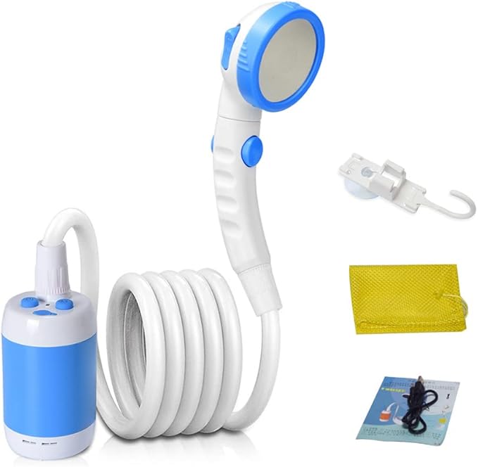 ACAGALA Outdoor Camping Shower Portable Electric Shower Pump IPX7 Waterproof &amp 5000mAh Rechargeable Battery Powered for Camping Hiking Backpacking Travel Beach Pet Watering