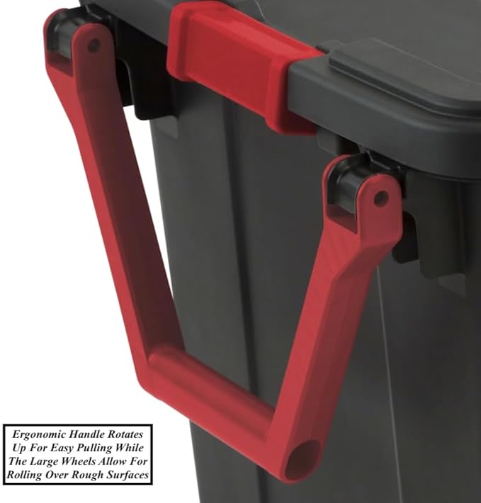 Black 40 Gallon Lidded Storage Bins Plastic Storage Tote With Ergonomic Handle And 2 Wheels Heavy Duty Design Perfect For Storing Camping Equipment Sports Gear Tools Workshop Supplies