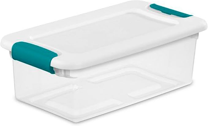 Sterilite 15 Qt Stackable Storage Box with Latching Lid 12 Pack Bundled with 6 Qt Plastic Organizing Bin with Latch Lid 12 Pack