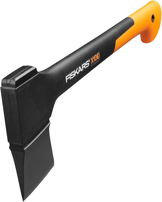 Fiskars Chopping Axe S X10 Storage and Carrying Case Included Length: 44 cm Non-Stick Coating High Steel Blade/Fibreglass Handle Black/Orange 1015619