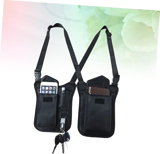 Armpit Bag Nylon Multi-purpose Concealed Underarm Shoulder Pack for Men and Women -theft Design Three Pockets Material for Travel and Daily Use Black