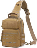 Outdoor Sports Hiking Sling Bag Shoulder Pack Camouflage Tactical Molle Chest Bag - Tan