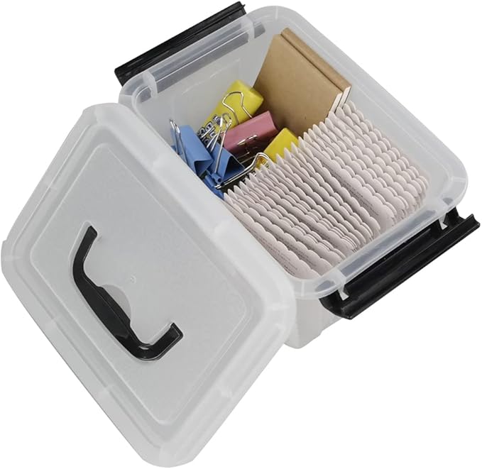 Small Plastic Storage Box 6-Pack 3 Liter Storage Bins with Lid