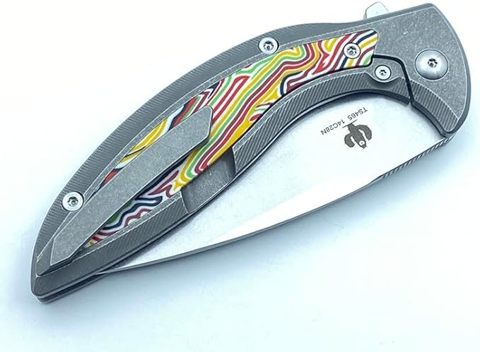 TWO SUN Folding Knife TS465-14C28N-StoneWash 14C28N Blade Tc4 Titanium and G10 Handle Edc Tool