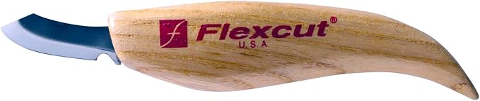 FLEXCUT Wood Carving Knives | Upsweep Knife | Ultra-Thin 1095 High Carbon Steel Blade | Ergonomic Solid Ash Wood Handle | KN28 |Made in the U.S.A.