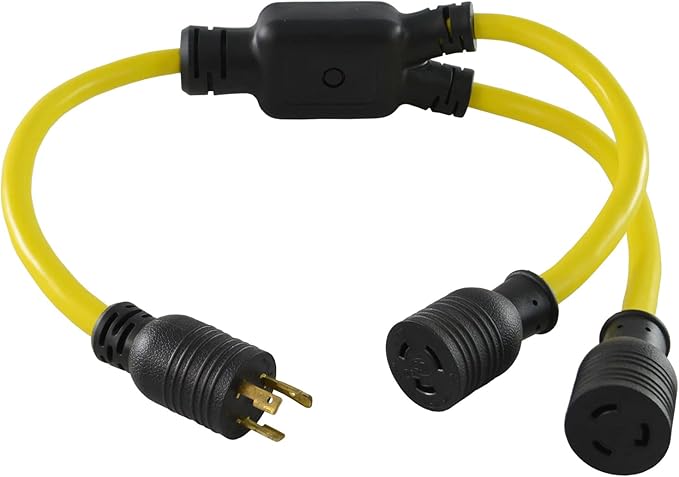 Conntek 3-Feet Generator Y Adapter 20-Amp Locking L5-20P to (2) L5-20R 20-Amp Locking Female Connector